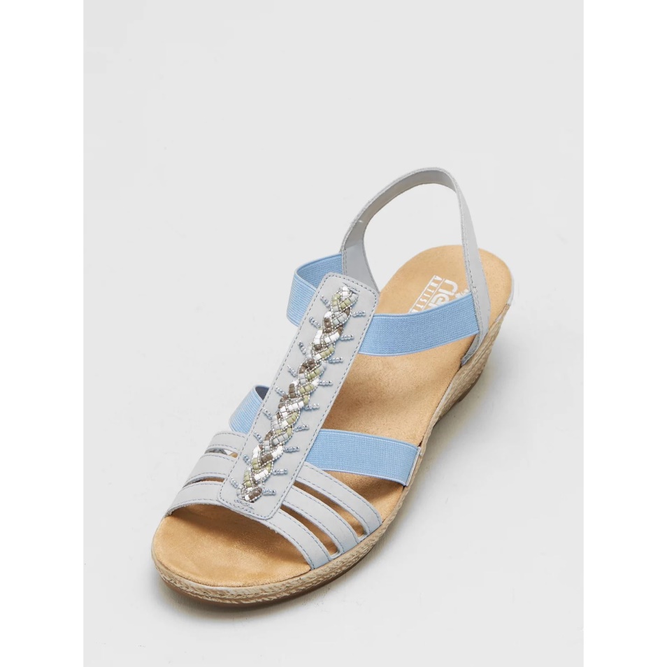 Sandale Rieker Bleue Avec Garniture De Perles