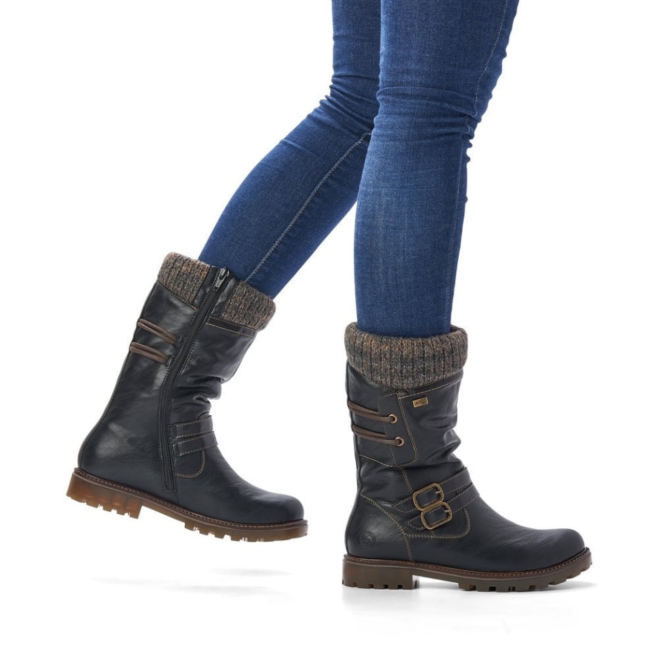 Rieker Noir Remonte D8478 Femmes Bottes