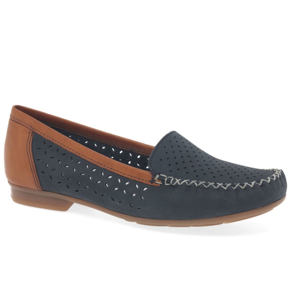 Rieker Peggy Mocassins à Détails Perforés Pour Femmes Nubuck