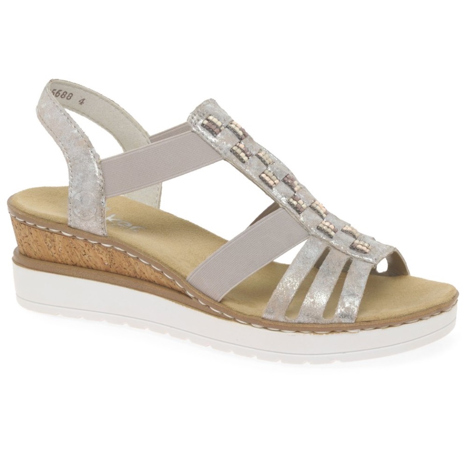 Rieker Sorella Sandales à Talons Compensés Femme Rose