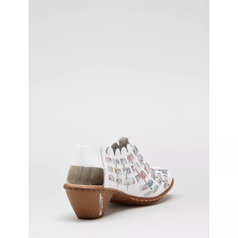 Chaussure à Talon Bas En Cuir Entrelacé Rieker Taupe