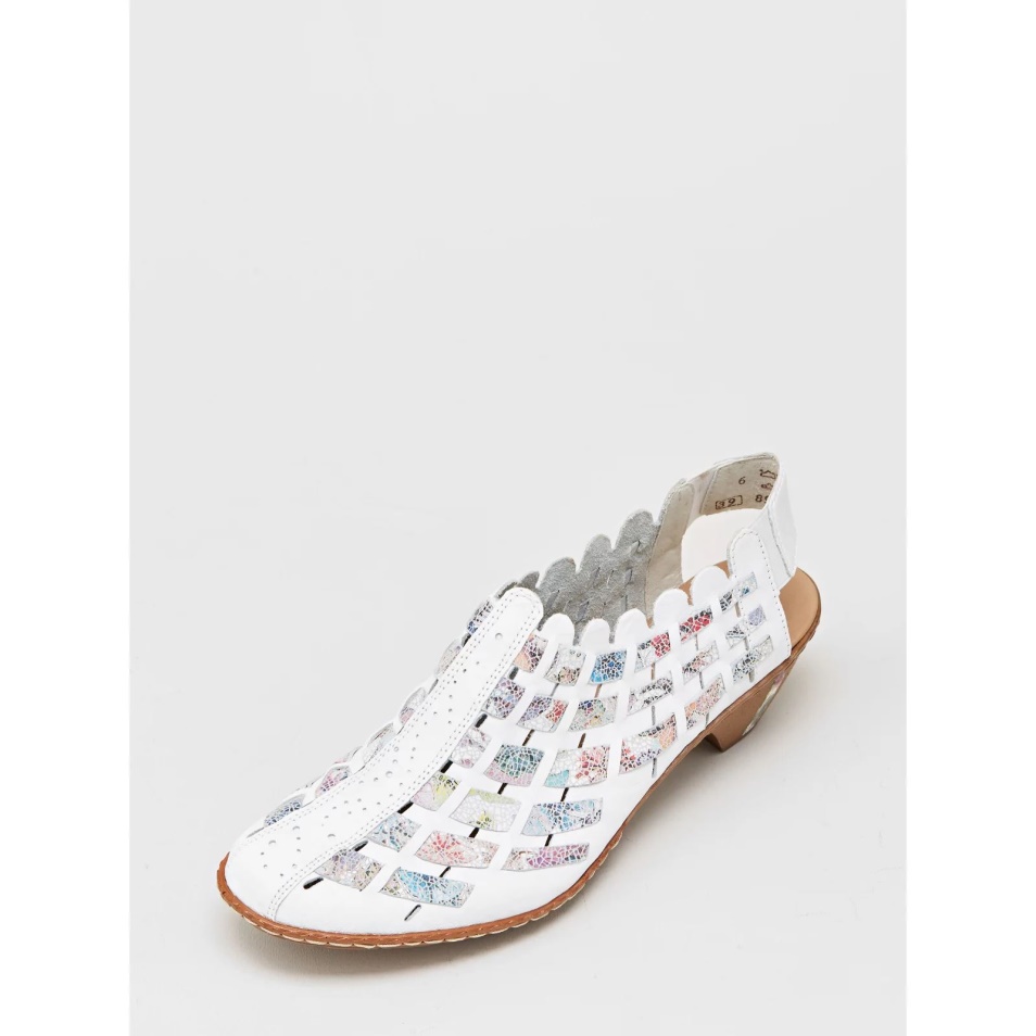 Chaussure à Talon Bas En Cuir Entrelacé Rieker Taupe