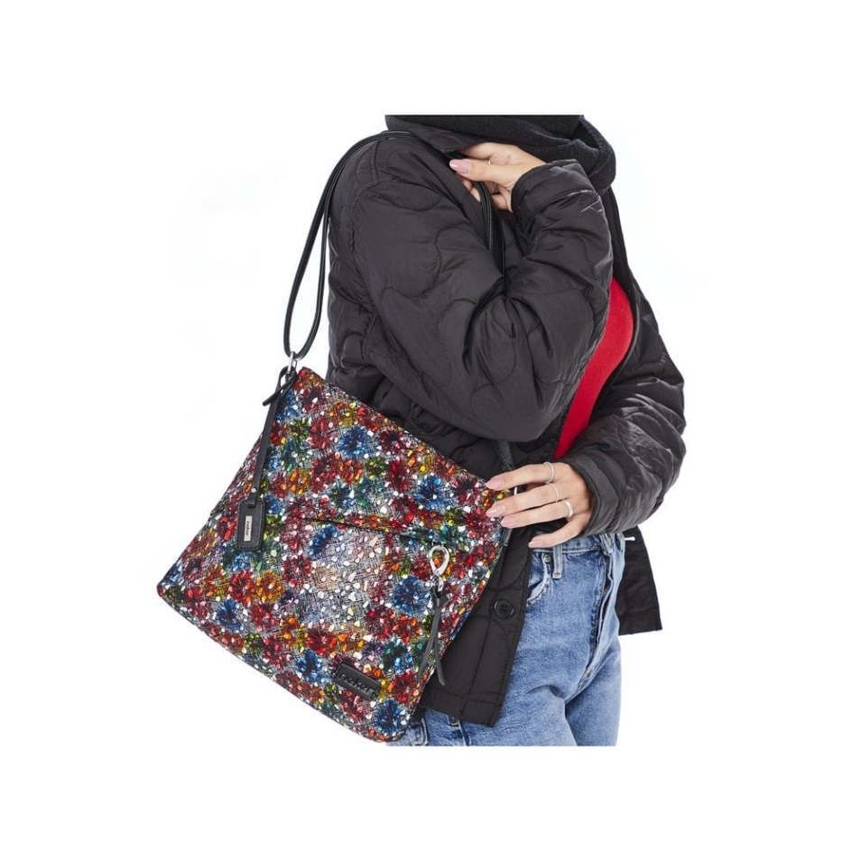 Rieker H1040-94 Sac Femme Multi Zip Métallisé