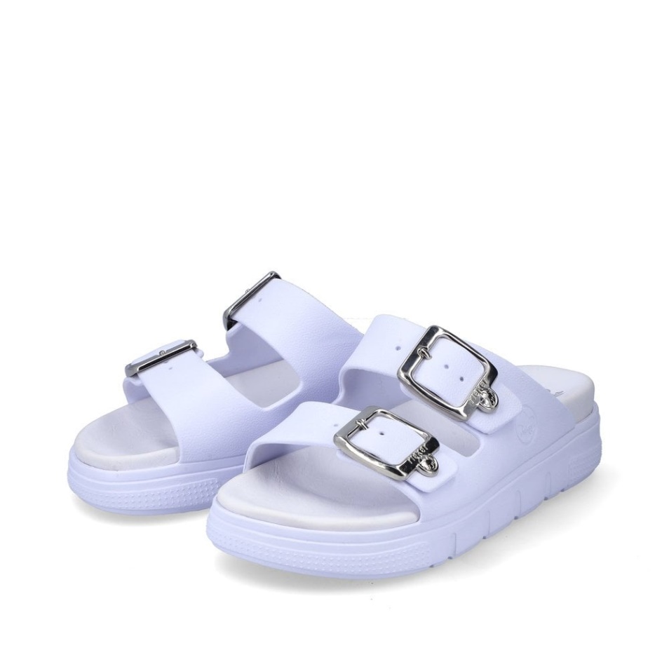 Rieker P2180 Sandales Femme Blanc