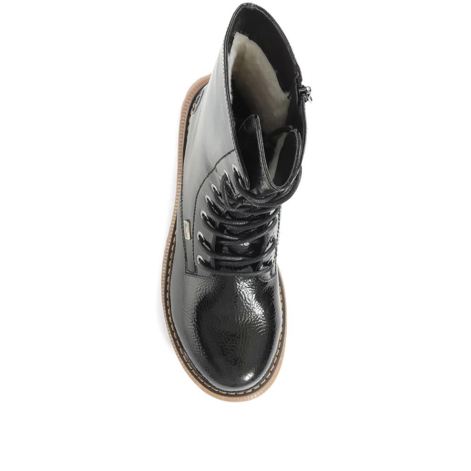Rieker Bottines Noires Vernies à Lacets
