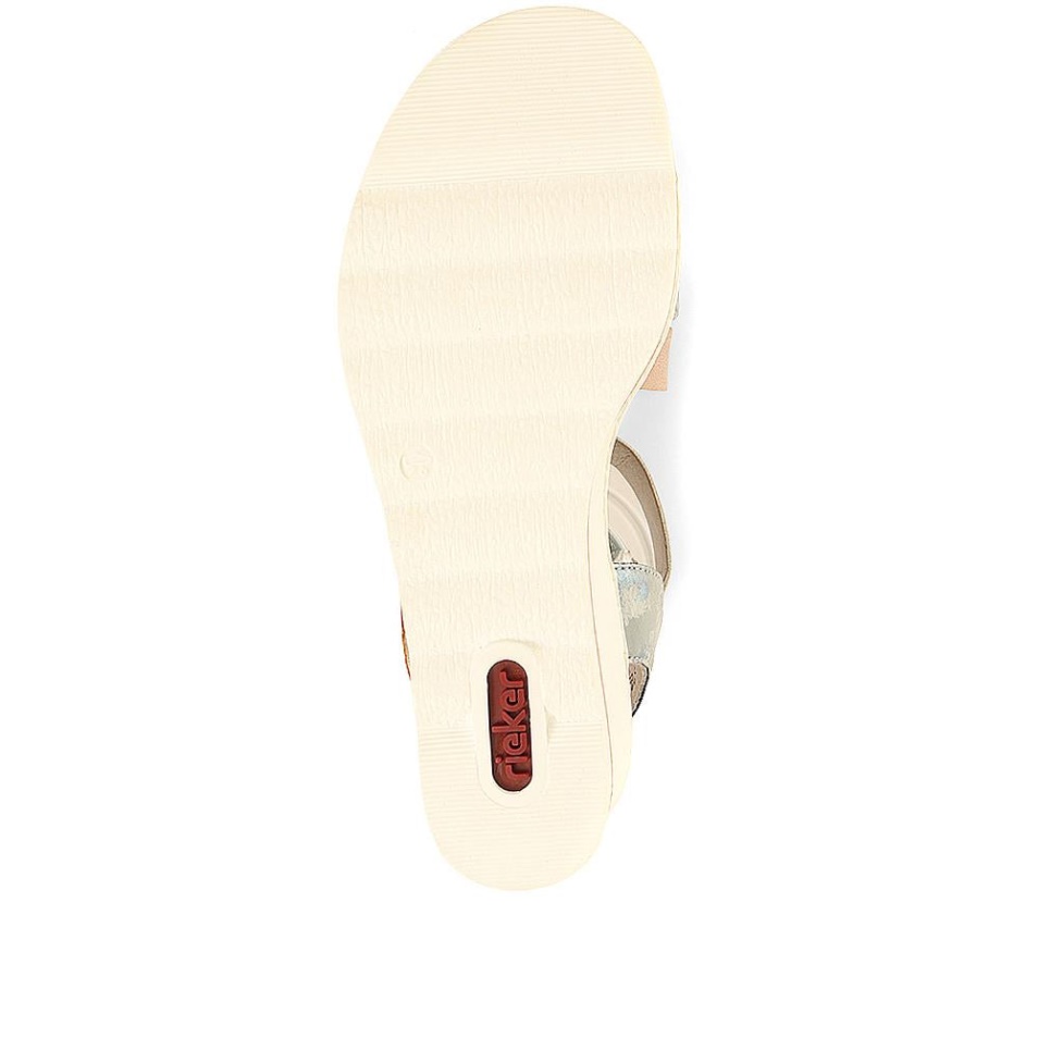 Rieker Bleu Sandales Compensées Multi-réglables