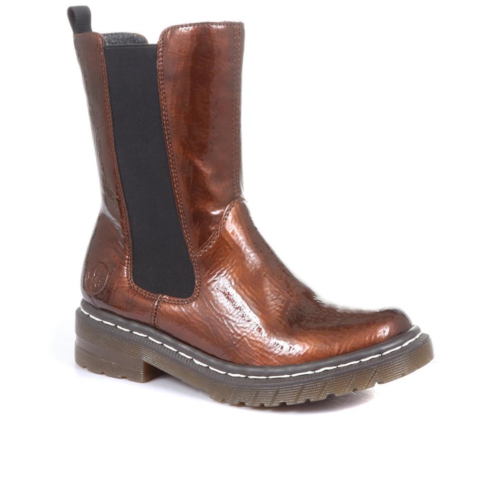 Rieker Grosses Bottines Chelsea Vernis Bronze