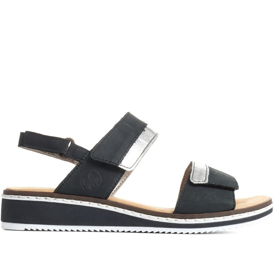 Rieker Sandales à Bride Arrière Confortables Bleu Marine