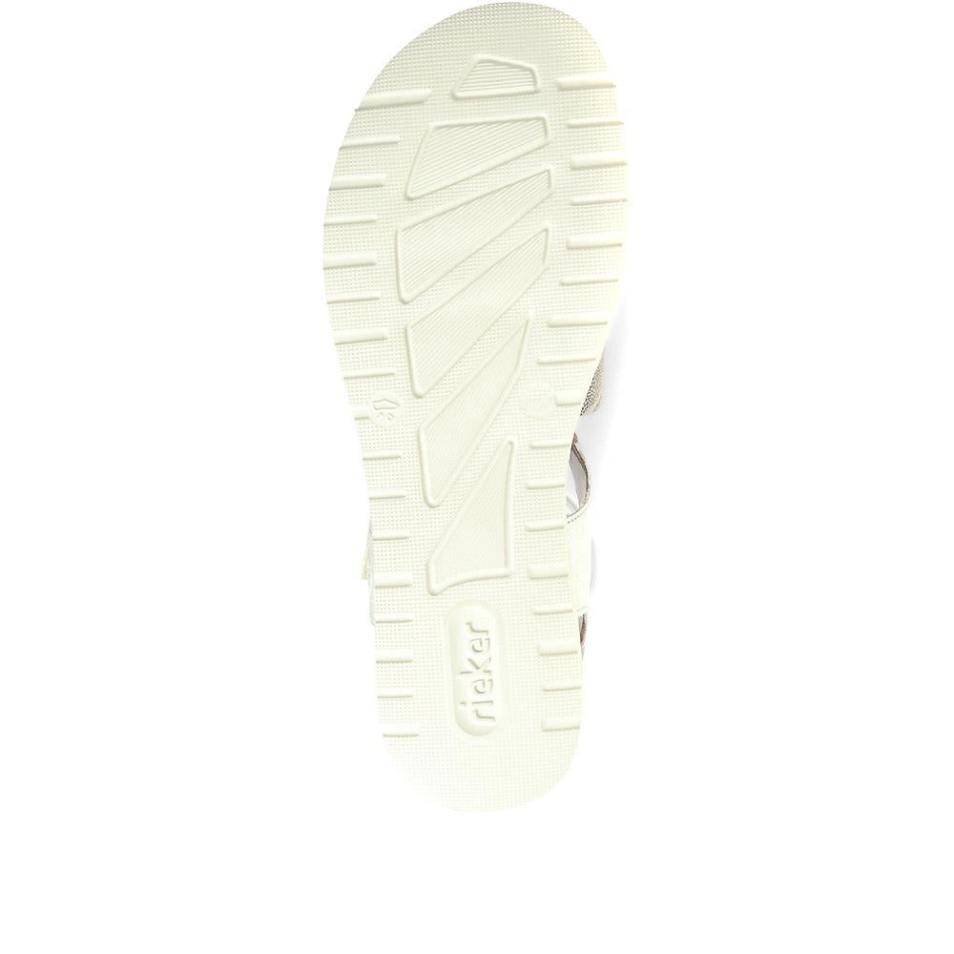 Rieker Sandales Plates à Lanières Blanc Multi