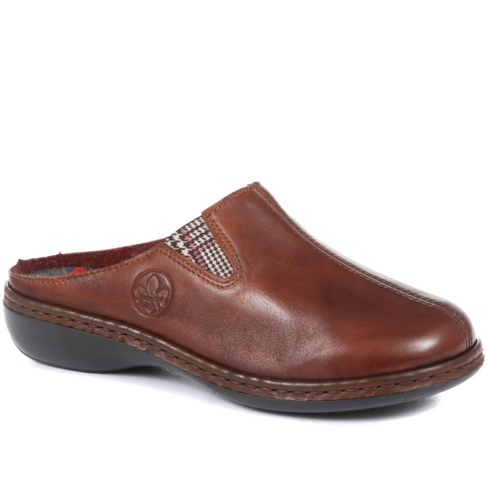 Mules Rieker En Cuir Fauve