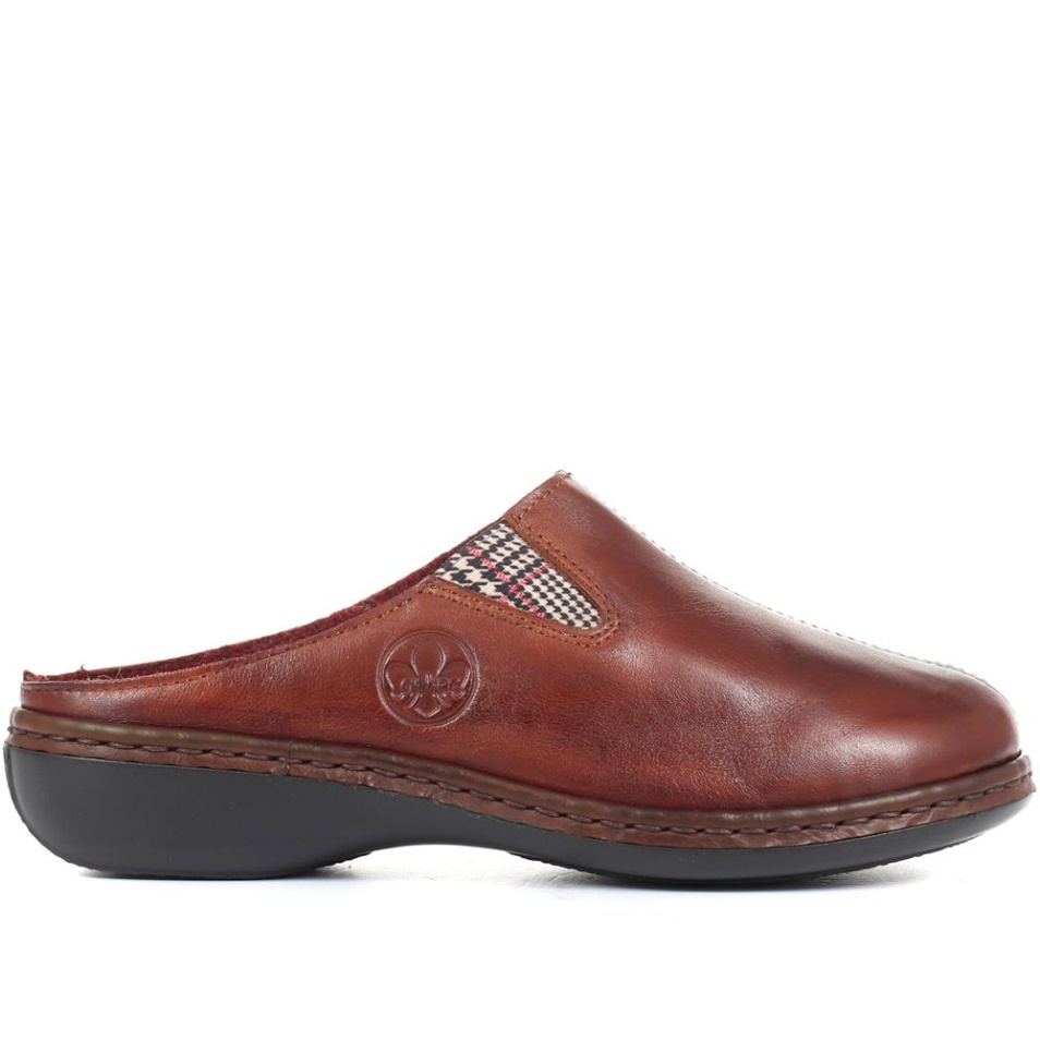 Mules Rieker En Cuir Fauve